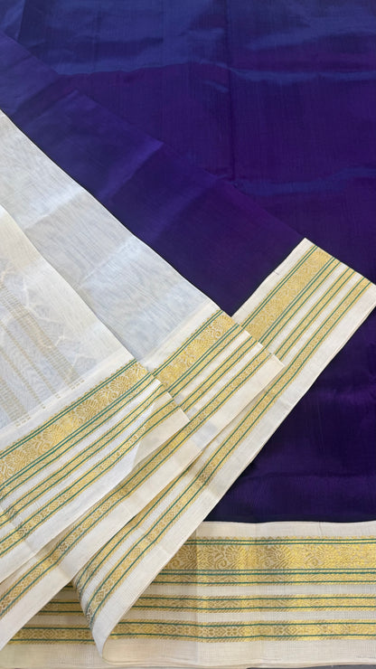 VADAMALLI PURPLE WITH CREAM HANDLOOM KANCHIPURAM SILK COTTON (KSC79)