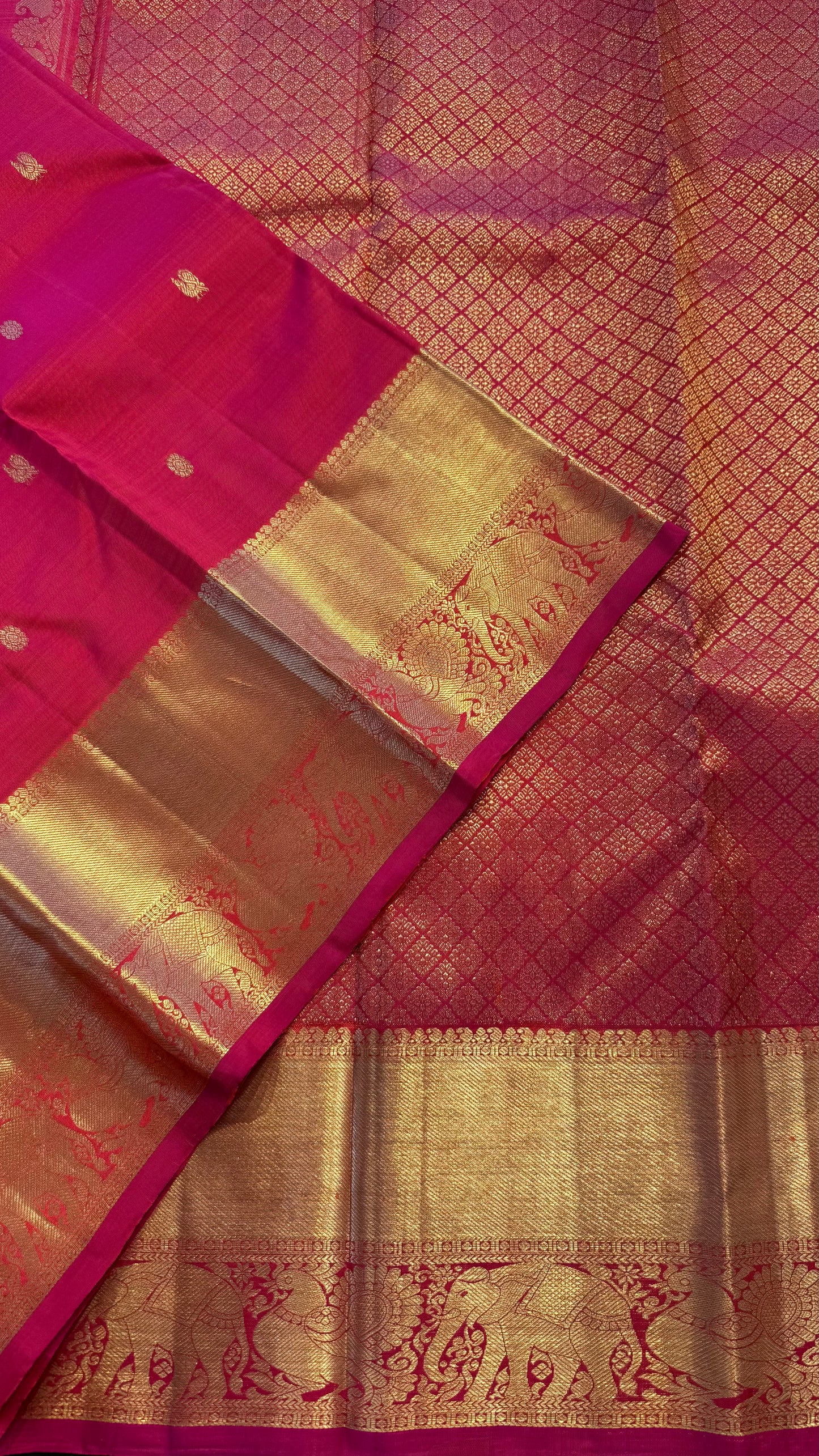 DUAL TONE PINK GOLD ZARI HANDLOOM KANCHIPURAM SILK SAREE (KSS368)