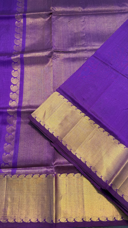 VADAMALLI PURPLE GOLD BORDER HANDLOOM KANCHIPURAM SILK COTTON (KSC08)