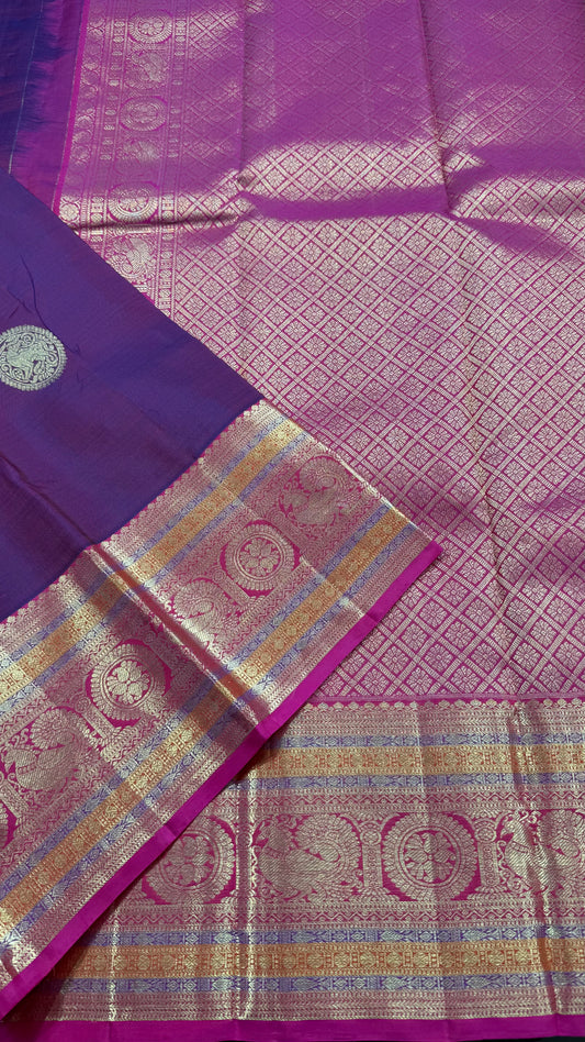 PURPLE HANDLOOM KANCHIPURAM  SILK SAREE(KSS 580)