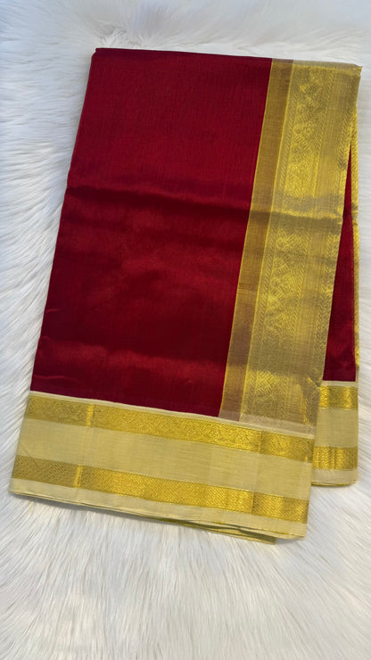 RED WITH CONTRAST GOLD KANCHIPURAM SILK COTTON (KSC80 / KSC81)