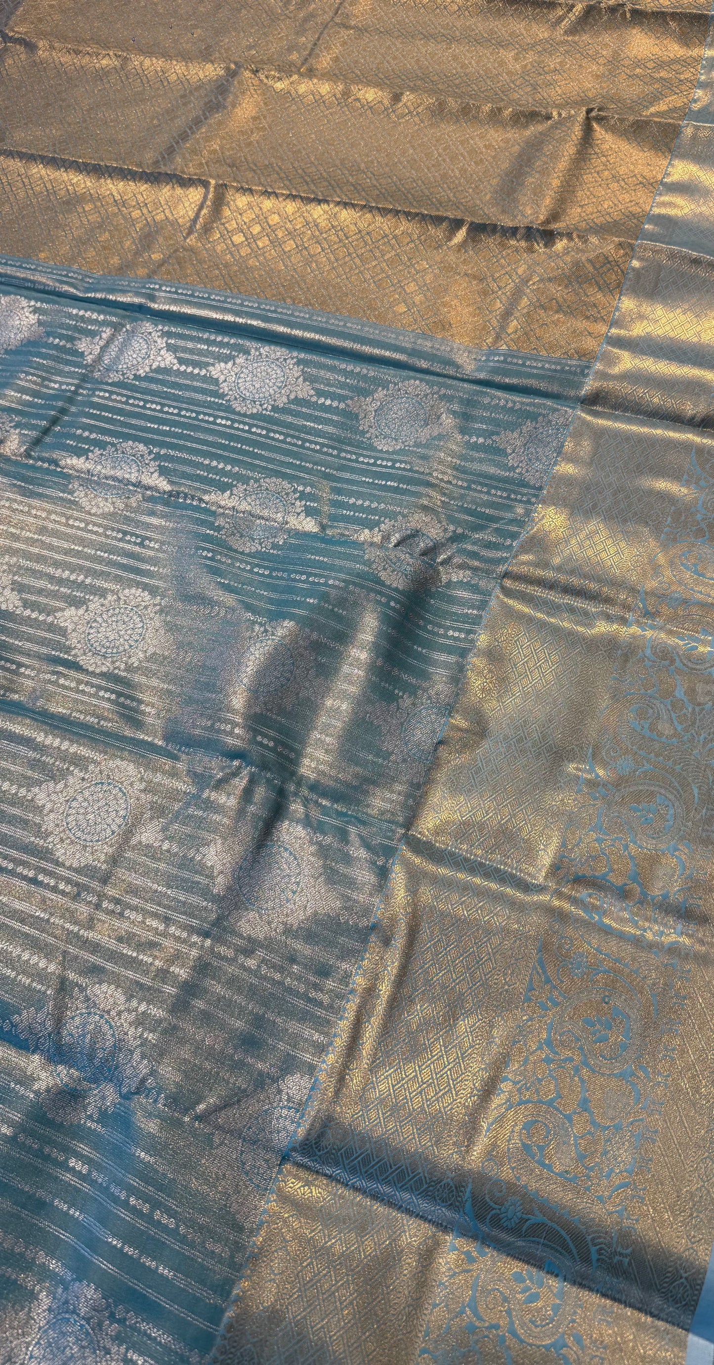 SKY BLUE SEMI SILK KANICHIPURAM SILK SAREE (SSKS27)