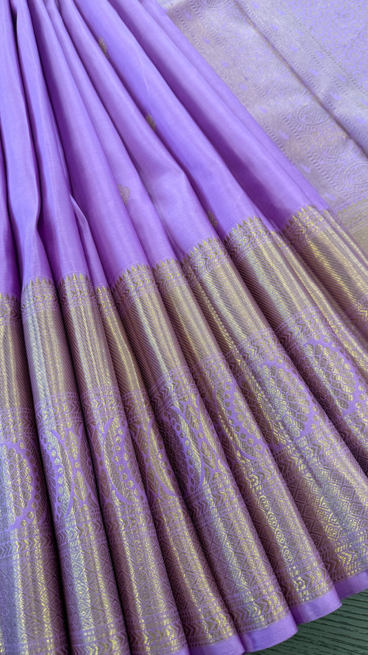 LAVENDER GOLD ZARI HANDLOOM KANICHIPURAM SILK SAREE (KSS152)