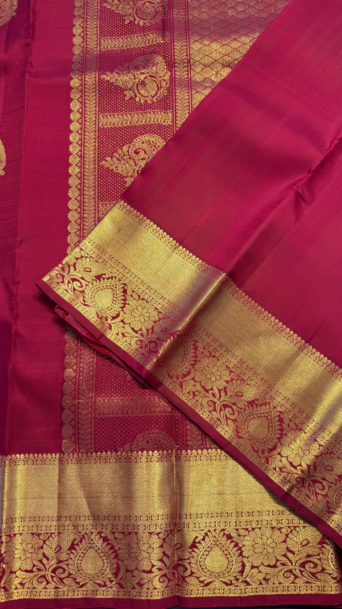 DEEP RED GOLD ZARI HANDLOOM KANCHIPURAM SILK SAREE (KSS363)