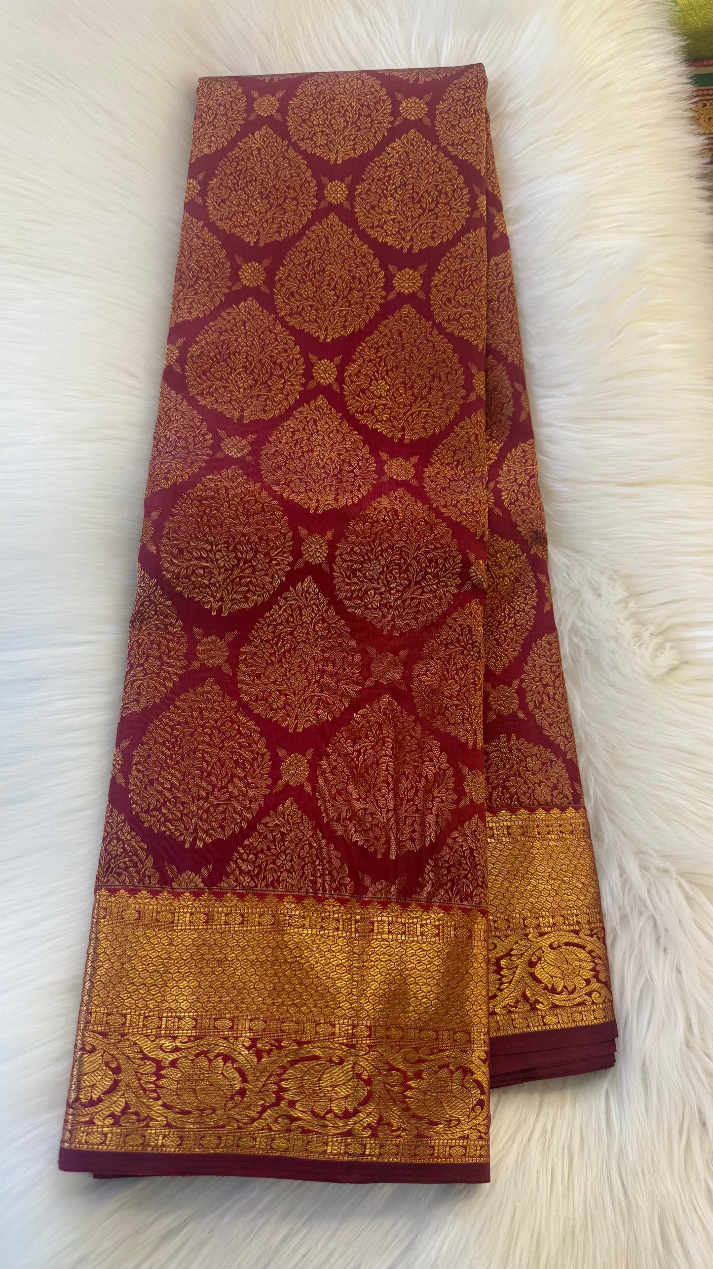 MAROON GOLD FULL ZARI HANDLOOM KANICHIPURAM SILK SAREE (KSS198)I
