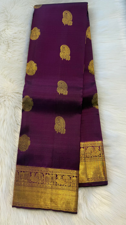 VADAMALI PURPLE GOLD ZARI HANDLOOM KANCHIPURAM SILK SAREE (KSS73)