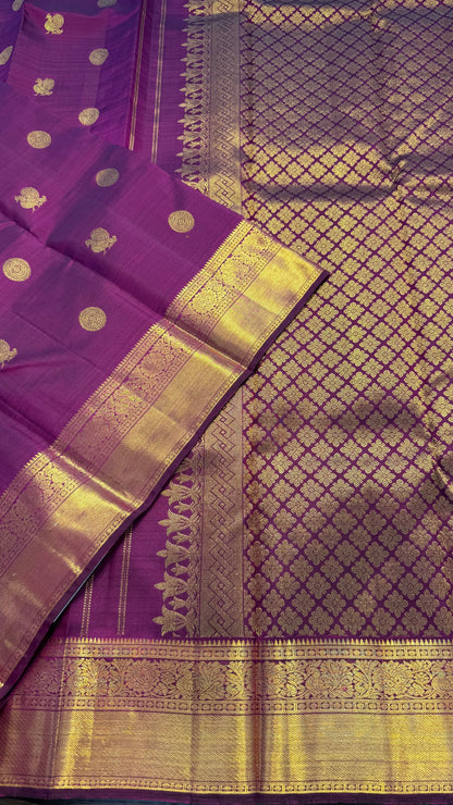 ROYAL PURPLE GOLD ZARI HANDLOOM KANCHIPURAM SILK SAREE (KSS169)
