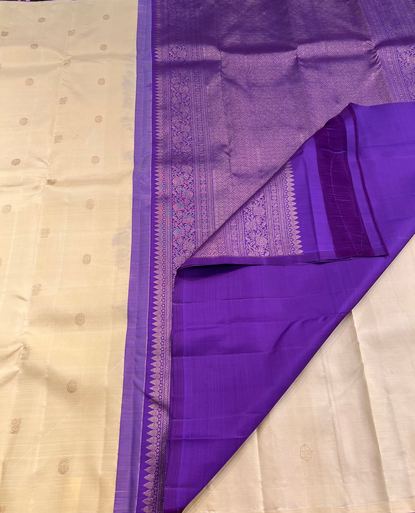 PASTEL YELLOW HALF & HALF KANCHIPURAM HANDLOOM SILK SAREE