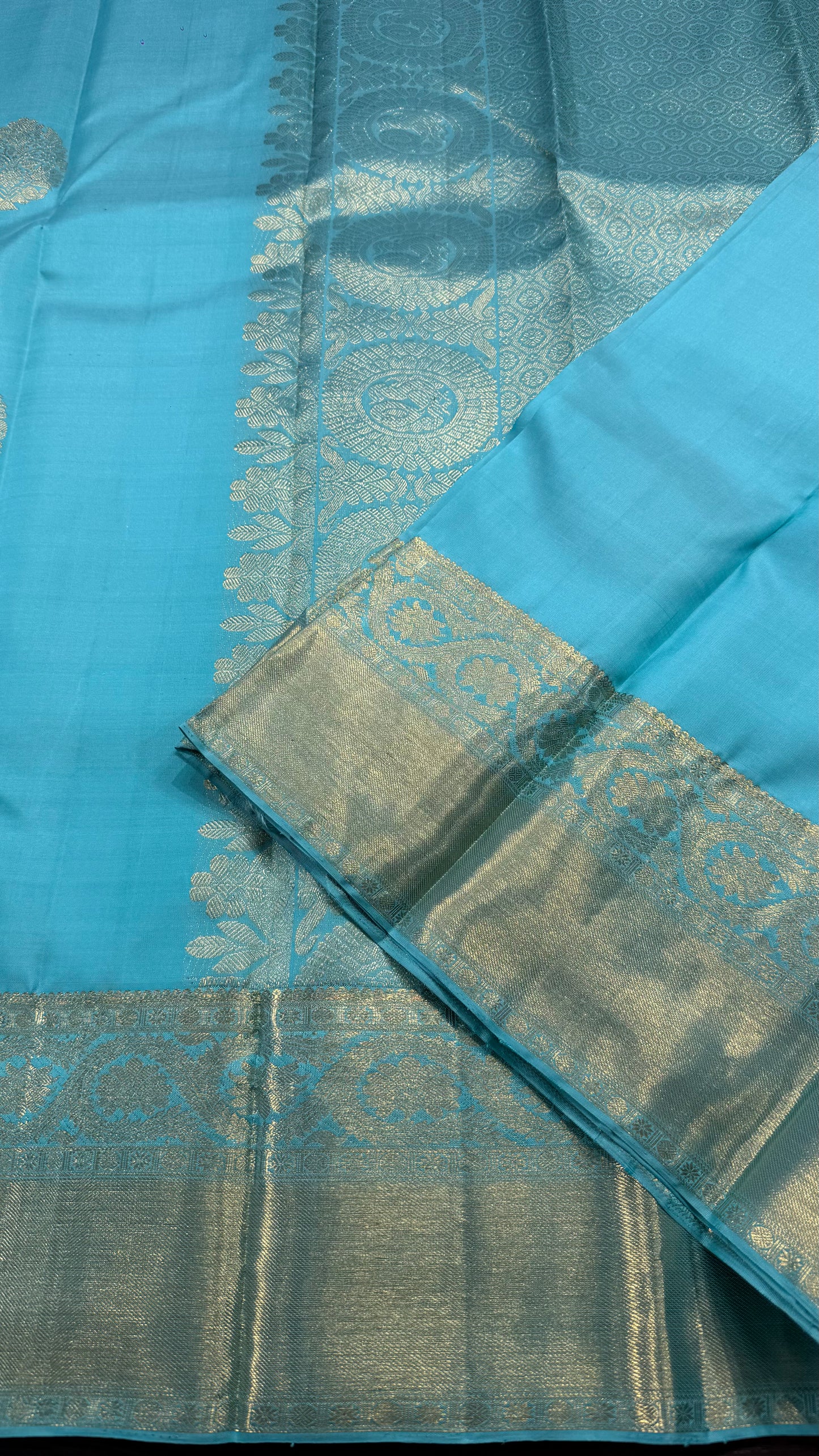 TURQUOISE BLUE HANDLOOM KANCHIPURAM SILK SAREE (KSS 536)