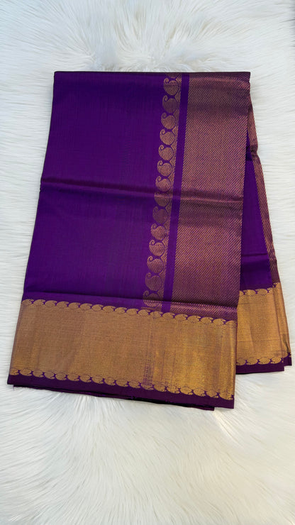 VADAMALLI PURPLE GOLD BORDER HANDLOOM KANCHIPURAM SILK COTTON (KSC08)