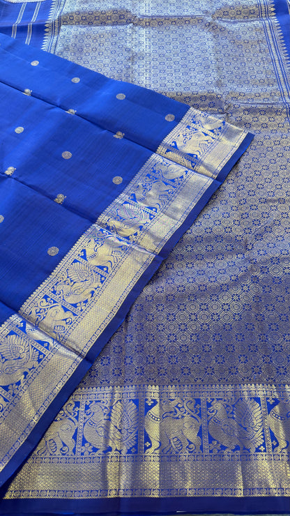 ROYAL BLUE GOLD ZARI HANDLOOM KANICHIPURAM SILK SAREE (KSS189)