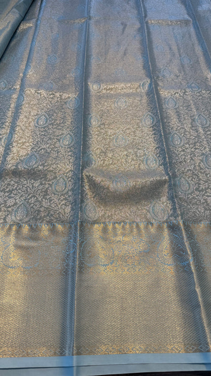BLUE SEMI SILK KANICHIPURAM SILK SAREE (SSKS29)