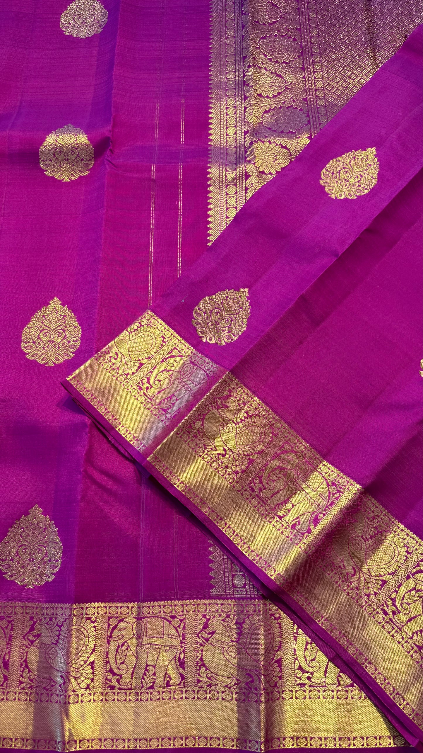 DEEP PINK GOLD ZARI HANDLOOM KANCHIPURAM SILK SAREE (KSS332)