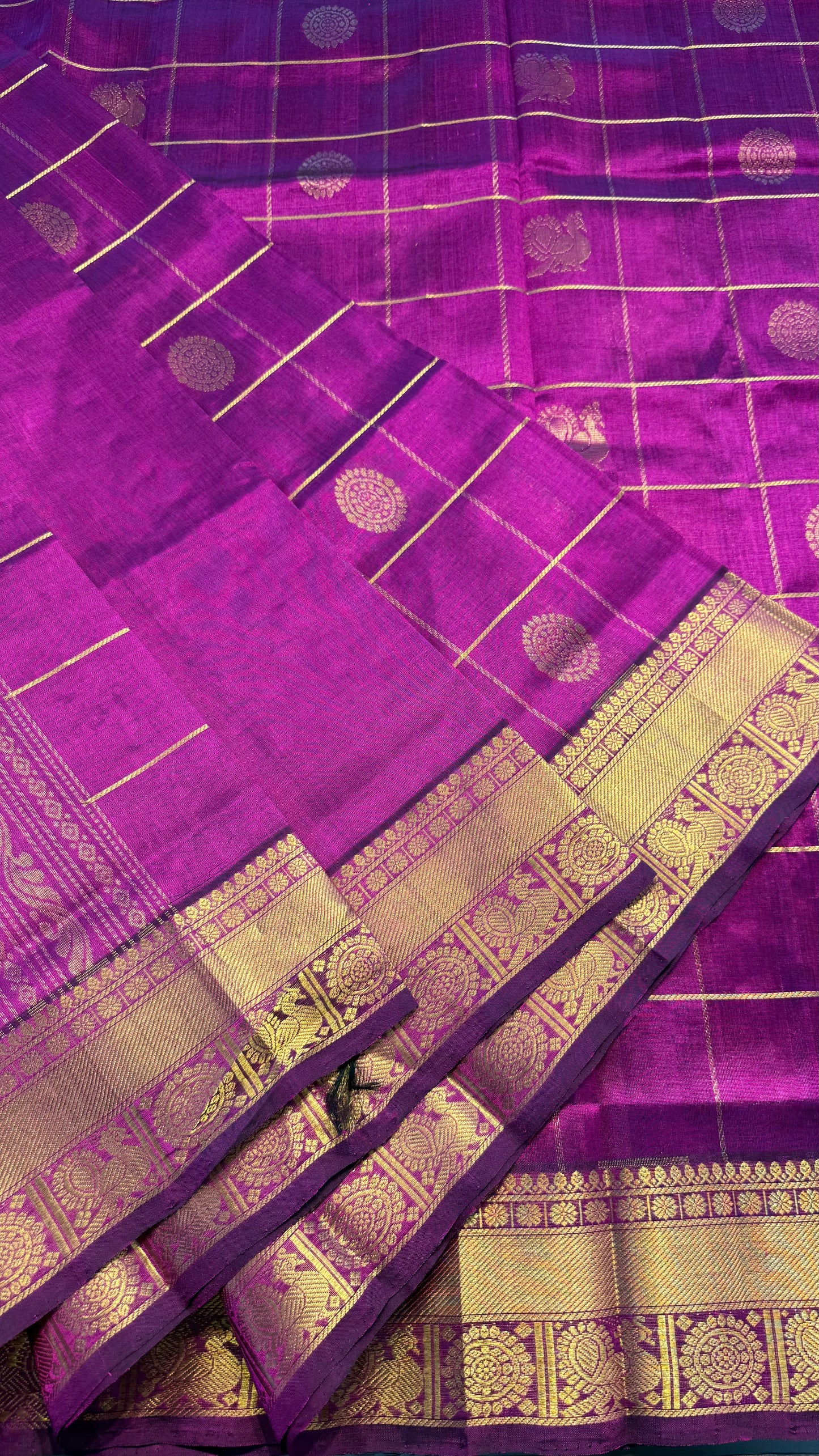 PURPLE KATTAM KANCHIPURAM SILK COTTON SAREE (KSC87)