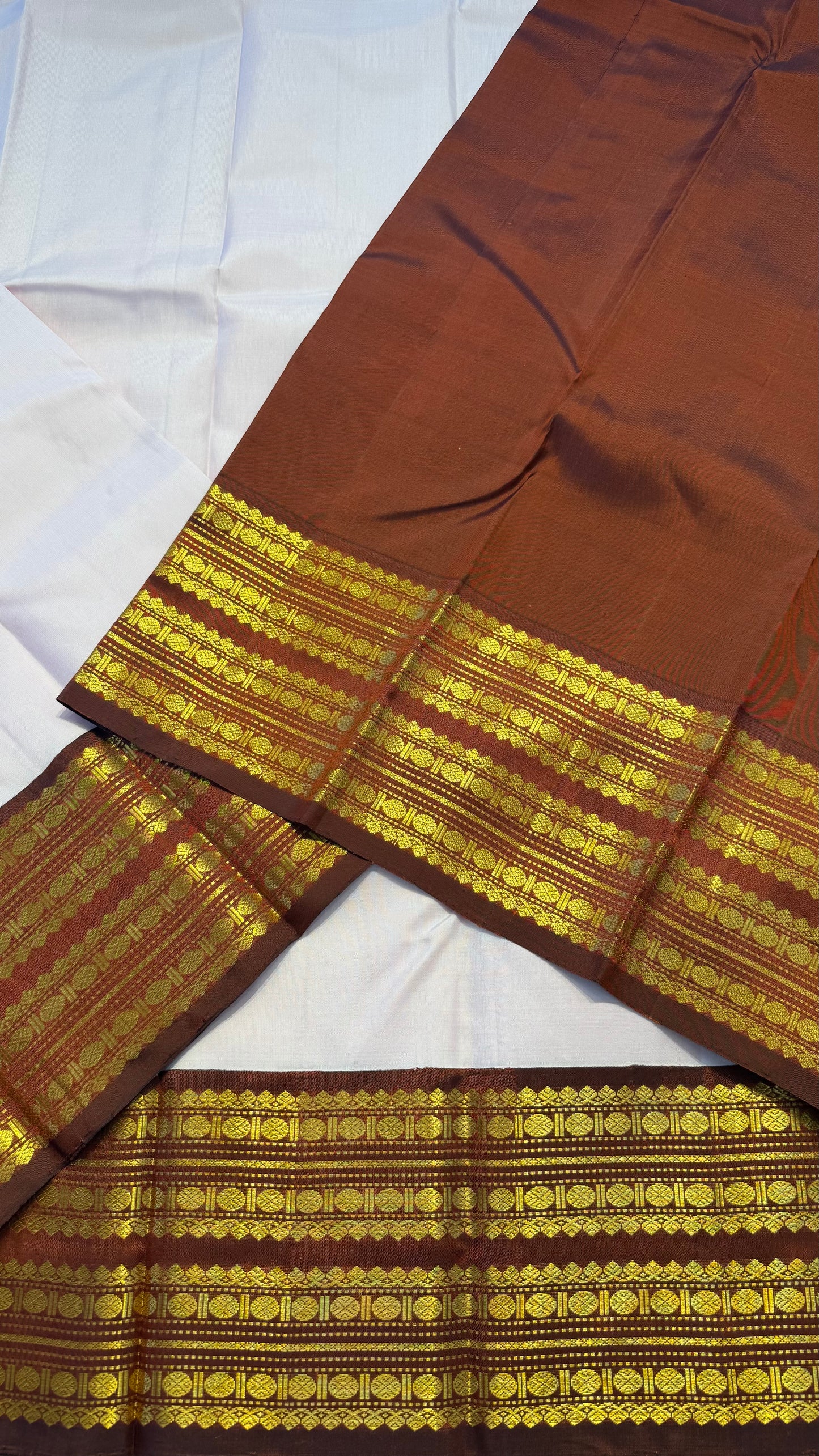 BABY PINK WITH CONTRAST DARK BROWN GOLD ZARI HANDLOOM KANICHIPURAM SILK SAREE (KSS176)