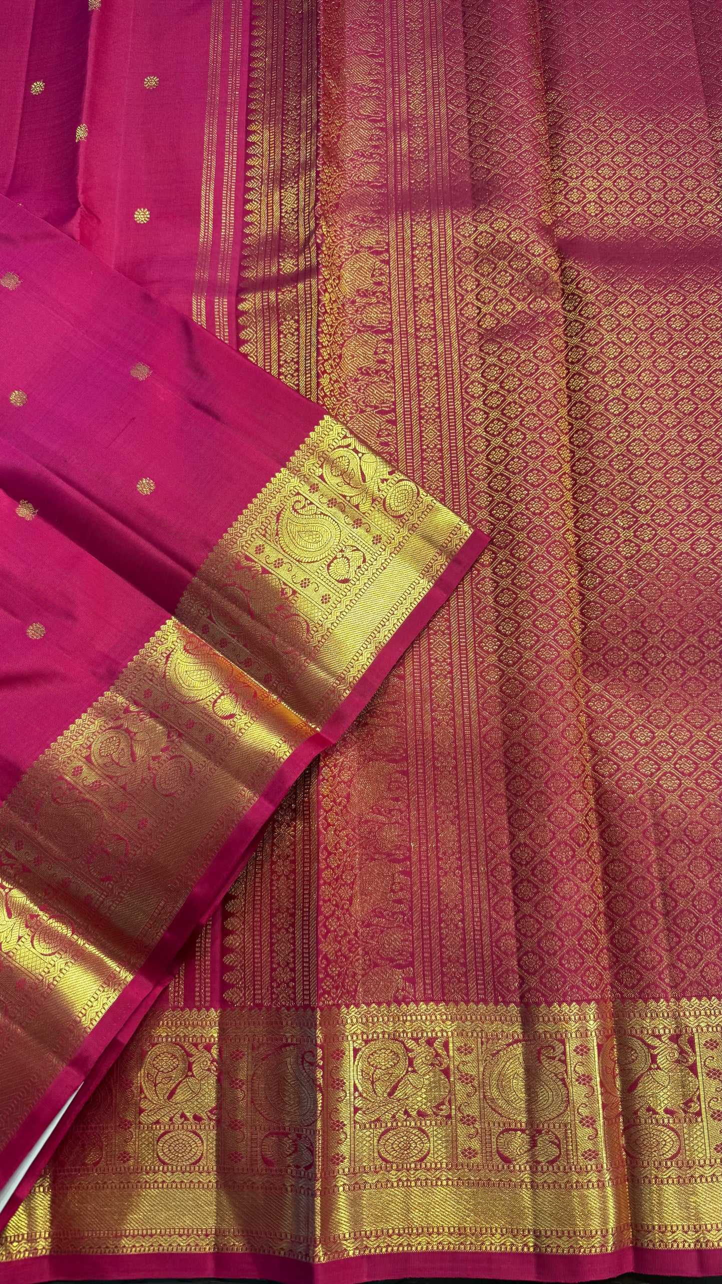 RANI PINK GOLD ZARI HANDLOOM KANCHIPURAM SILK SAREE (KSS337)