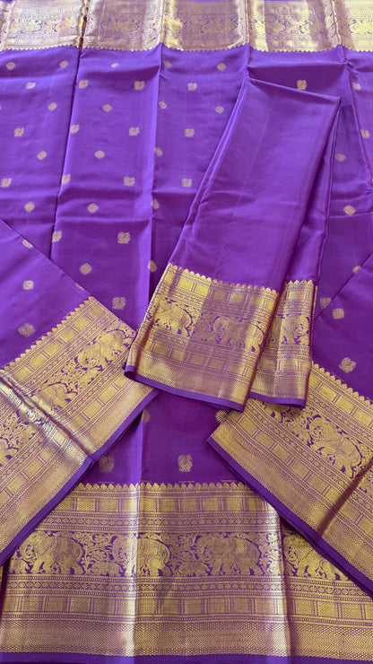 RAISIN PURPLE GOLD ZARI HANDLOOM KANICHIPURAM SILK SAREE (KSS51)