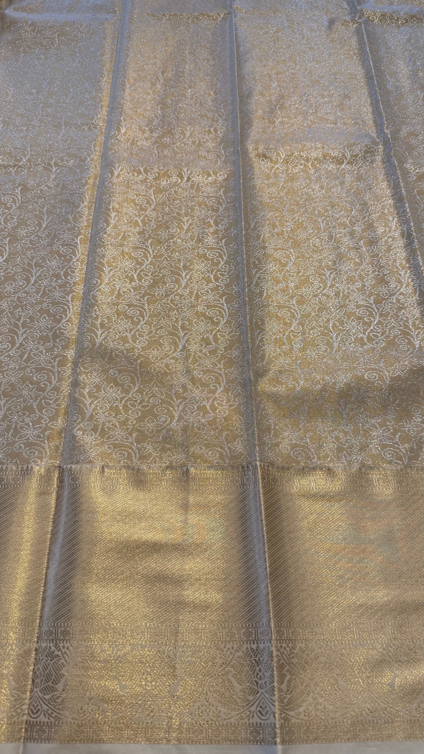 CREAM SEMI SILK KANICHIPURAM SILK SAREE (SSKS15)