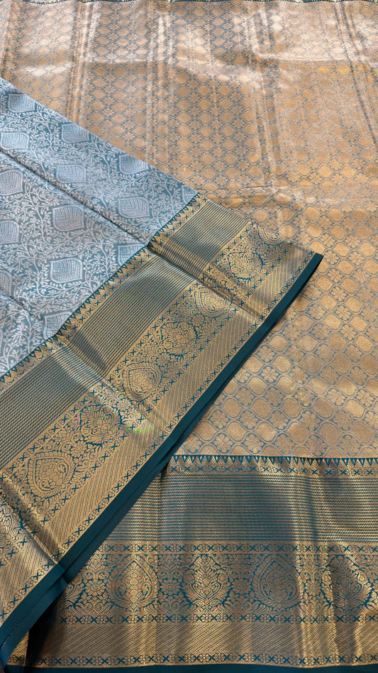 GREEN SEMI SILK KANICHIPURAM SILK SAREE (SSKS26)