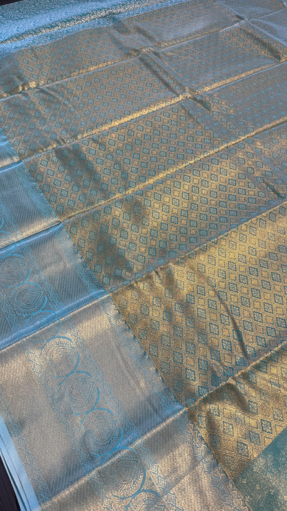 MINT SEMI SILK KANICHIPURAM SILK SAREE (SSKS34)