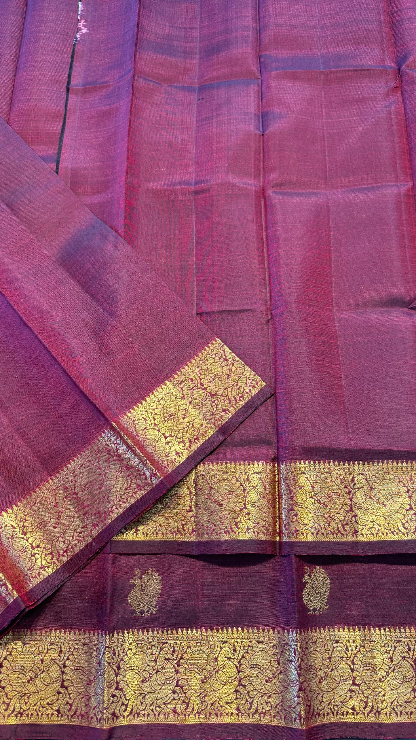 MULBERRY MAROON GOLD ZARI HANDLOOM KANCHIPURAM SILK SAREE (KSS117)