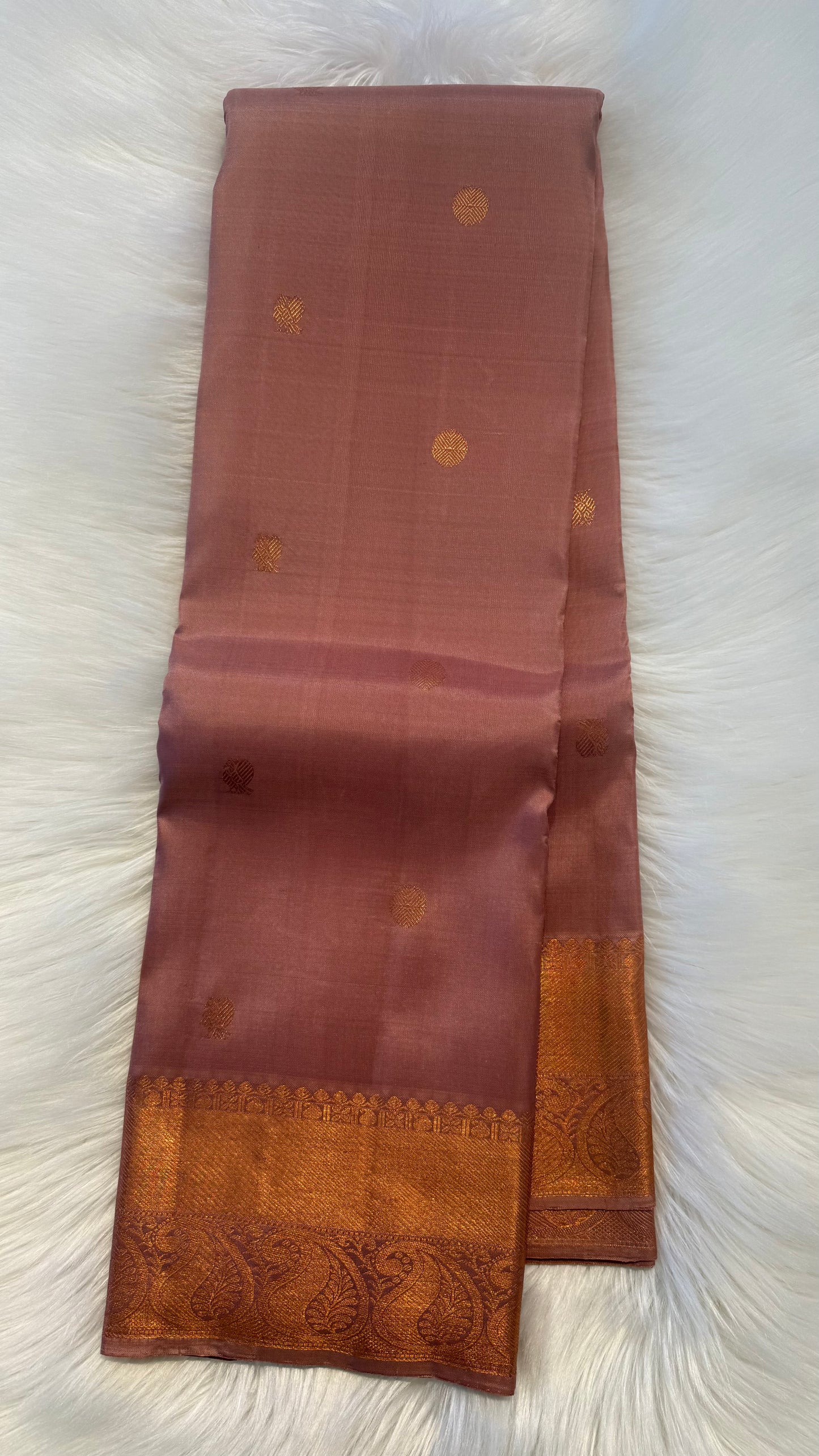 ROSE GOLD HANDLOOM KANCHIPURAM SILK SAREE (KSS325)