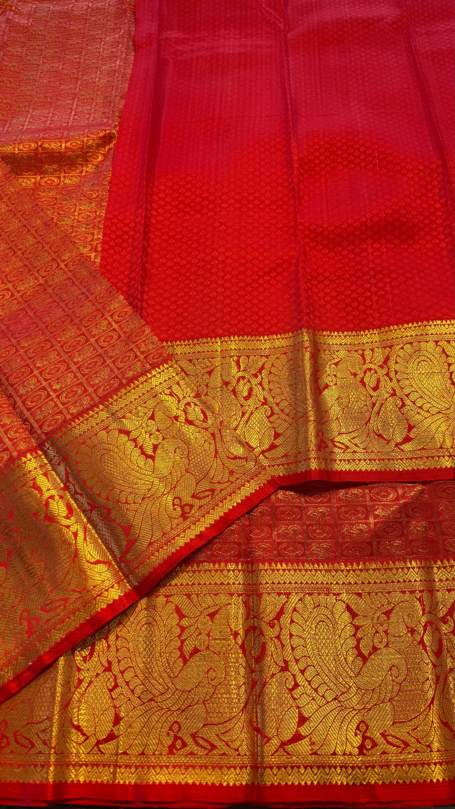 CHILLI RED FULL GOLD ZARI PURE HANDLOOM SILK SAREE(KSS 508)