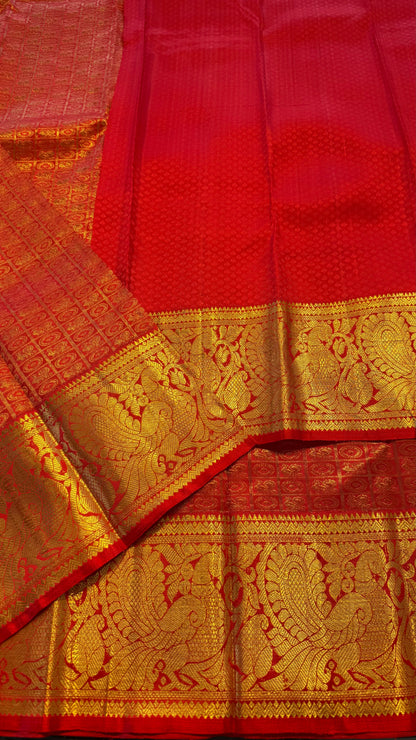CHILLI RED FULL GOLD ZARI PURE HANDLOOM SILK SAREE(KSS 508)