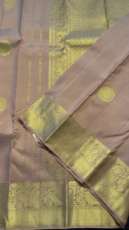 TUSCAN GOLD ZARI HANDLOOM KANCHIPURAM SILK SAREE (KSS348)