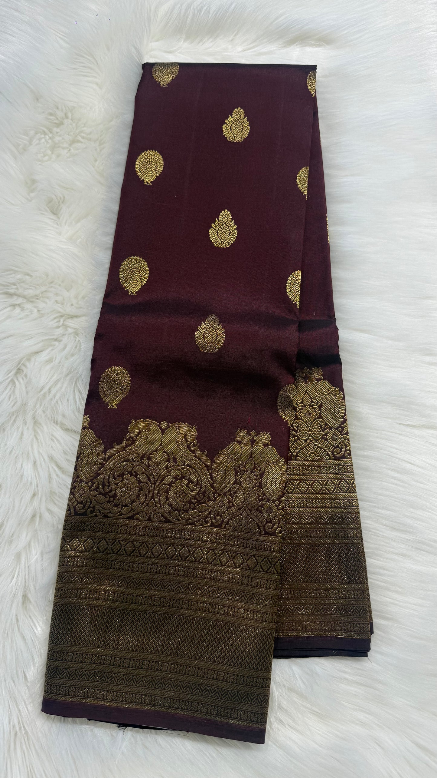 BURNT MAROON PURE KANCHIPURAM HANDLOOM SILK SAREE( KSS 589)