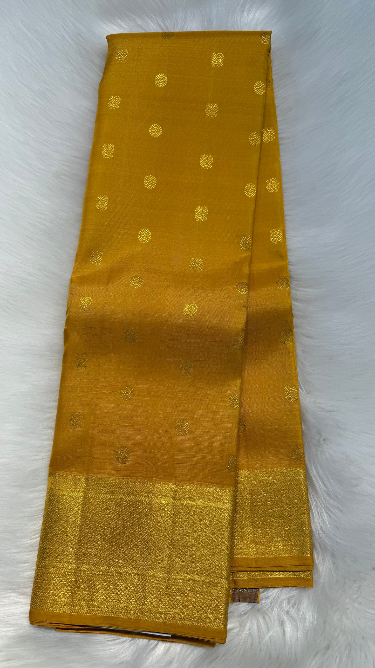 GOLDEN YELLOW HANDLOOM KANCHIPURAM SILK SAREE (KSS382)