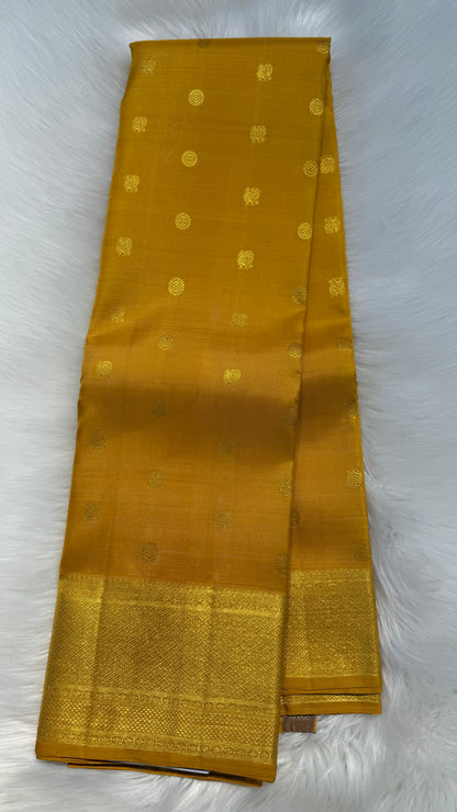 GOLDEN YELLOW HANDLOOM KANCHIPURAM SILK SAREE (KSS382)