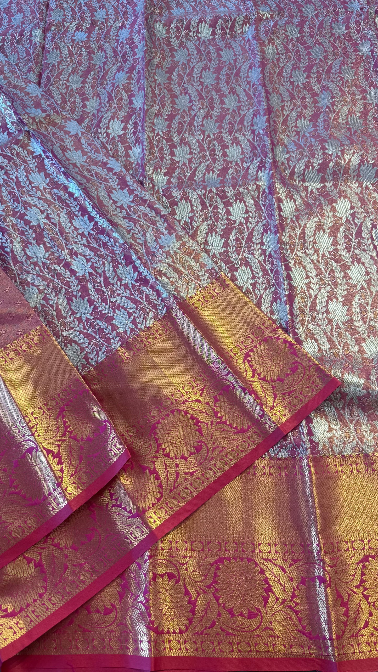DUAL TONE RUST PINK SEMI SILK KANICHIPURAM SILK SAREE (SSKS05)