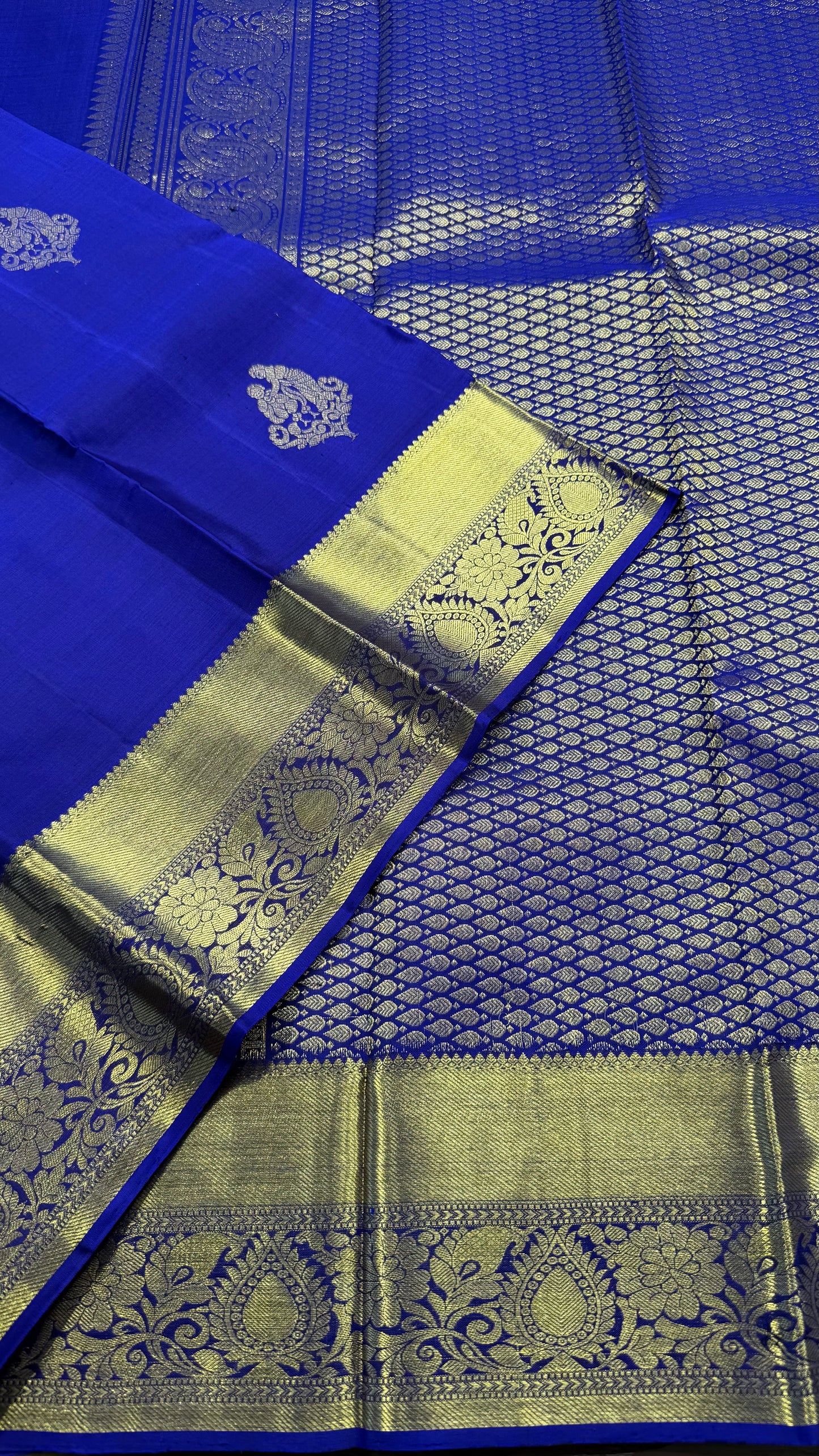 ROYAL BLUE HANDLOOM KANCHIPURAM  SILK SAREE(KSS522)