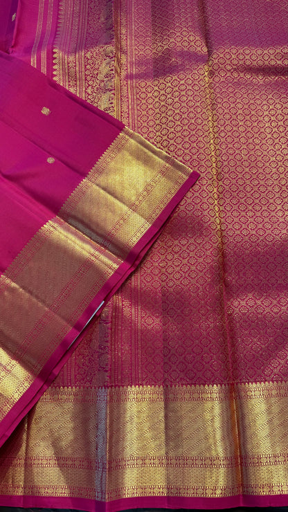 RANI PINK GOLD ZARI HANDLOOM KANCHIPURAM SILK SAREE (KSS339)