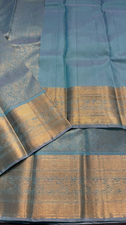 MINT GREEN  FULL GOLD ZARI PURE HANDLOOM KANCHIPURAM SILK SAREE (KSS 505)