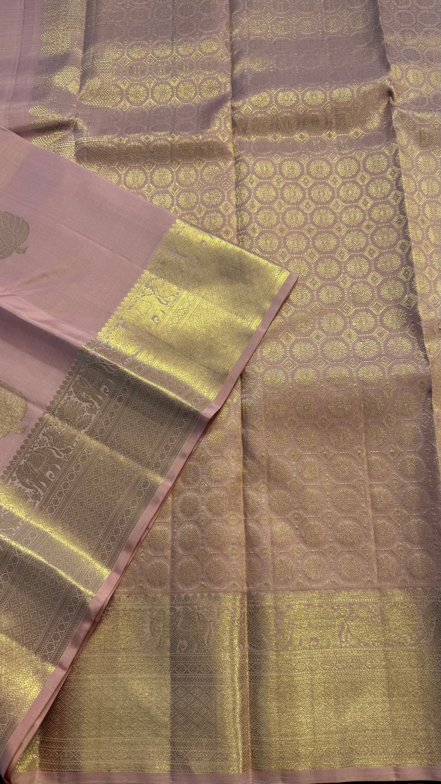 PASTEL PINK HANDLOOM KANCHIPURAM SILK SAREE (KSS356)