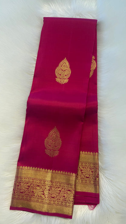 PINK GOLD ZARI HANDLOOM KANCHIPURAM SILK SAREE (KSS358)
