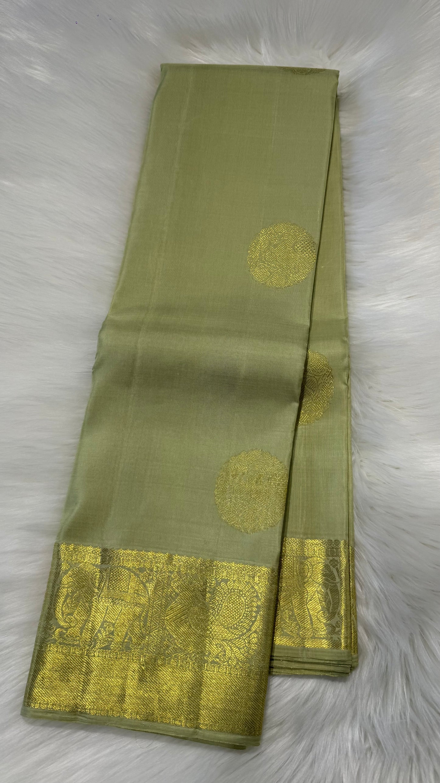 PASTEL GREEN HANDLOOM  KANCHIPURAM SILK SAREE (KSS 520)