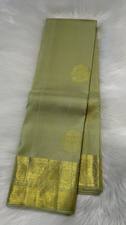PASTEL GREEN HANDLOOM  KANCHIPURAM SILK SAREE (KSS 520)