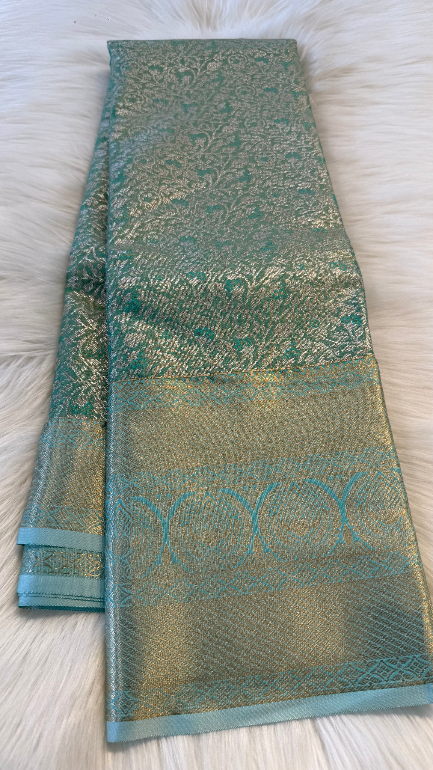 MINT SEMI SILK KANICHIPURAM SILK SAREE (SSKS34)