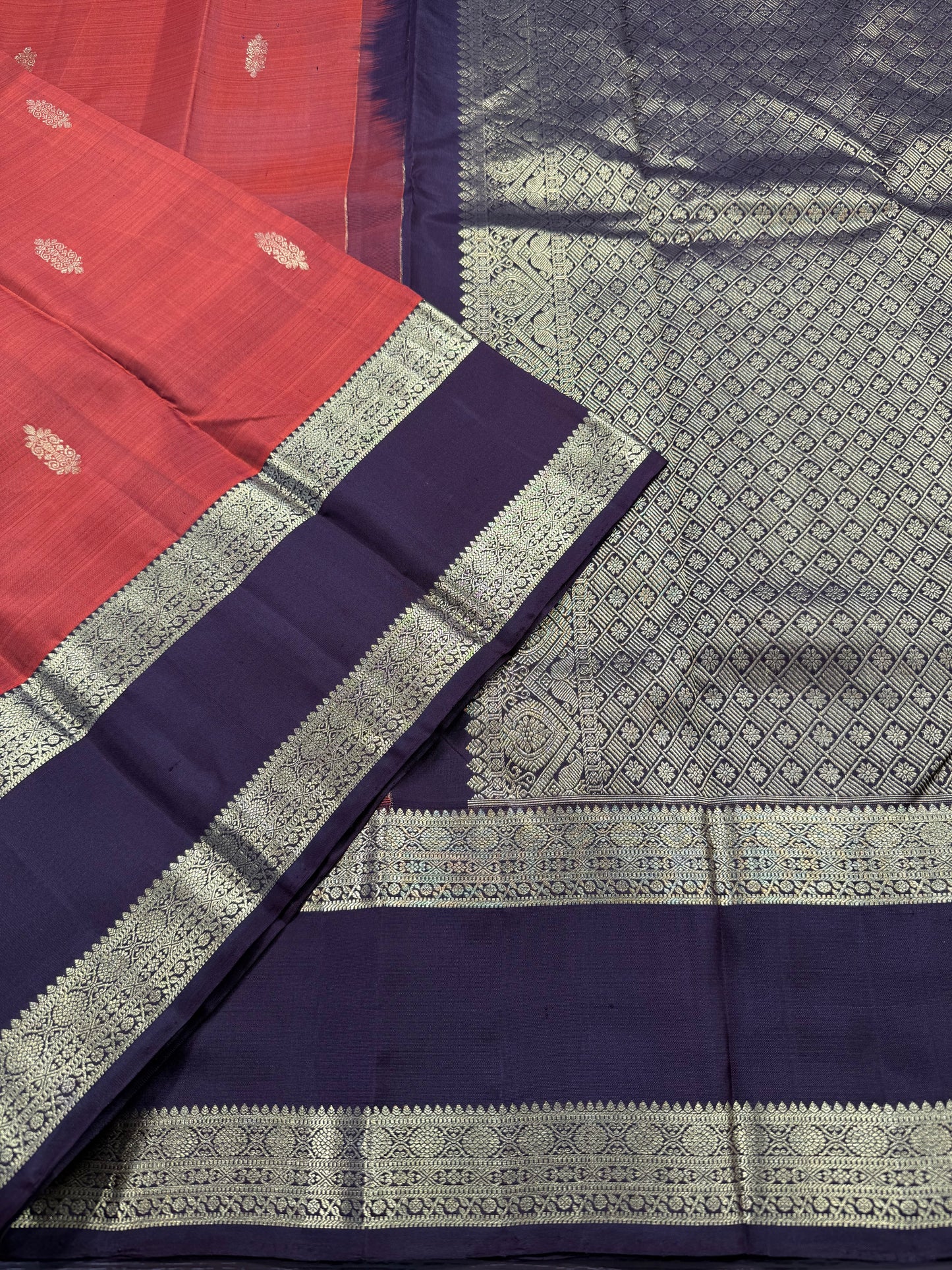 RUST ORANGE HANDLOOM KANCHIPURAM SILK SAREE (KSS 541)