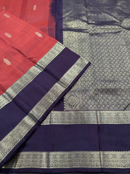 RUST ORANGE HANDLOOM KANCHIPURAM SILK SAREE (KSS 541)