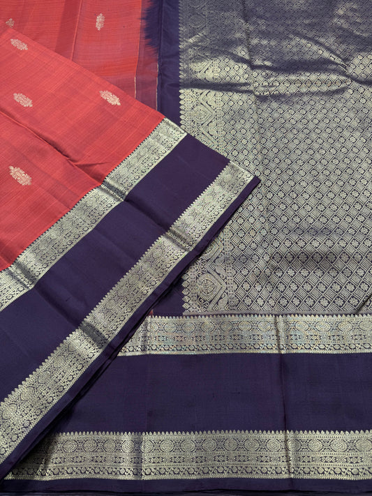 RUST ORANGE HANDLOOM KANCHIPURAM SILK SAREE (KSS 541)