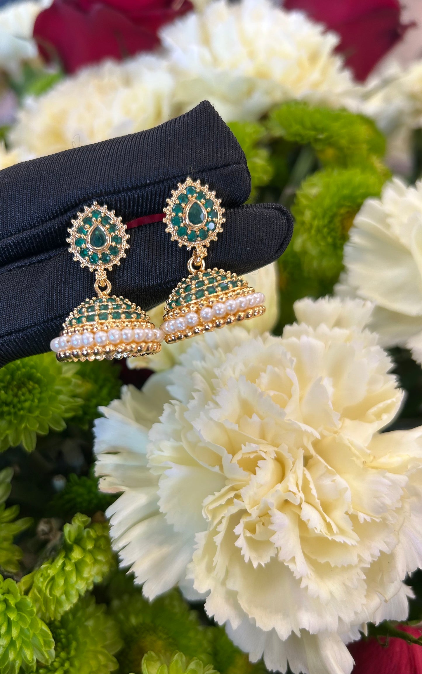 Ganga Emerald Stone Jhumka