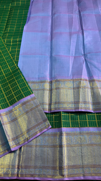 EMERALD GREEN CONTRAST WITH UNICORN PURE KANCHIPURAM HANDLOOM SILK SAREE(KSS625)
