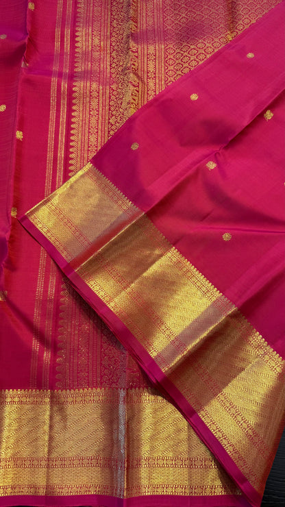 DUAL TONE PINK GOLD ZARI HANDLOOM KANCHIPURAM SILK SAREE (KSS341)