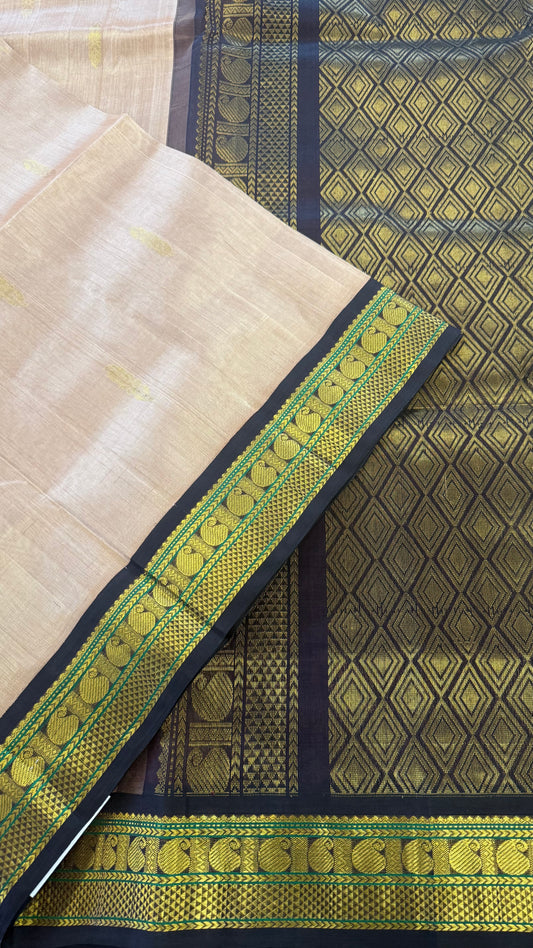 COFFEE & DARK BROWN KANCHIPURAM HANDLOOM SILK COTTON SAREE(KSC70)