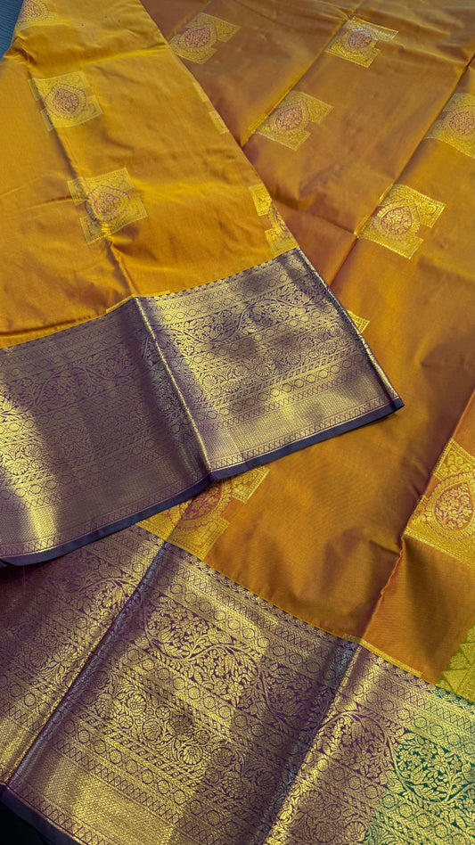MAMBALAM WITH CONTRAST PURPLE SILK KANICHIPURAM SILK SAREE (SSKS45)
