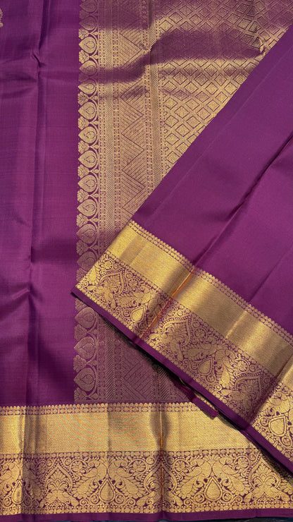 MULBERRY MAROON GOLD ZARI HANDLOOM KANCHIPURAM SILK SAREE (KSS357)